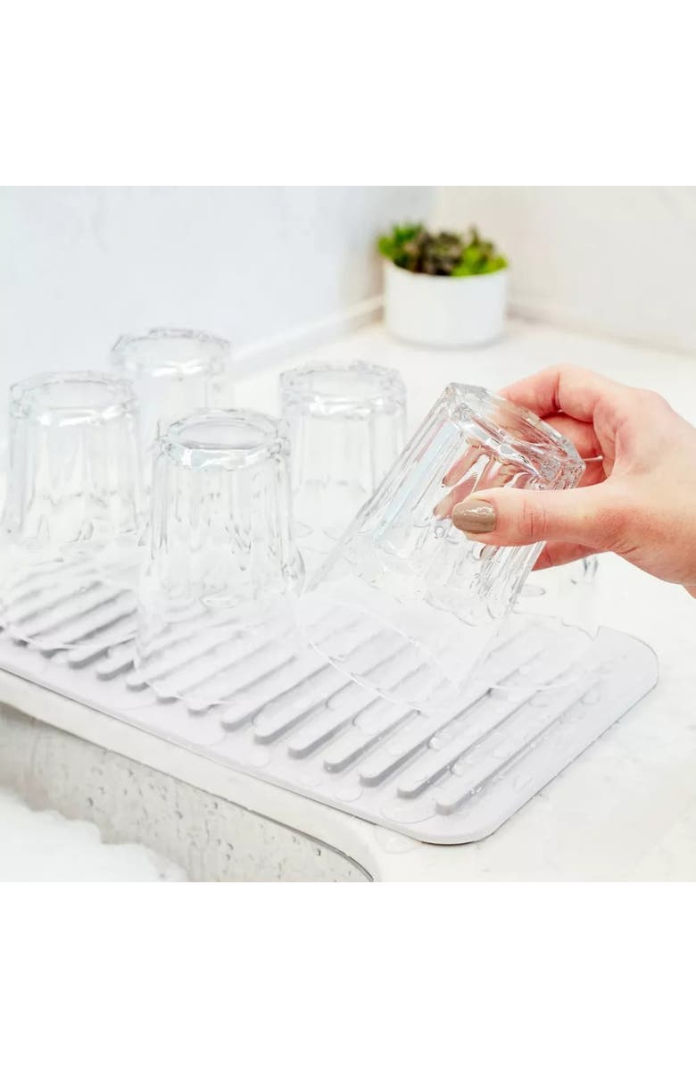 OU Durable Heat Resistant Nonslip Kitchen Glasses Drying Mat, Alternate, color, White