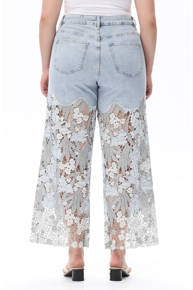Crystal Embellished Lace Wide Leg Jeans, Alternate, color, LESLEY BLUE