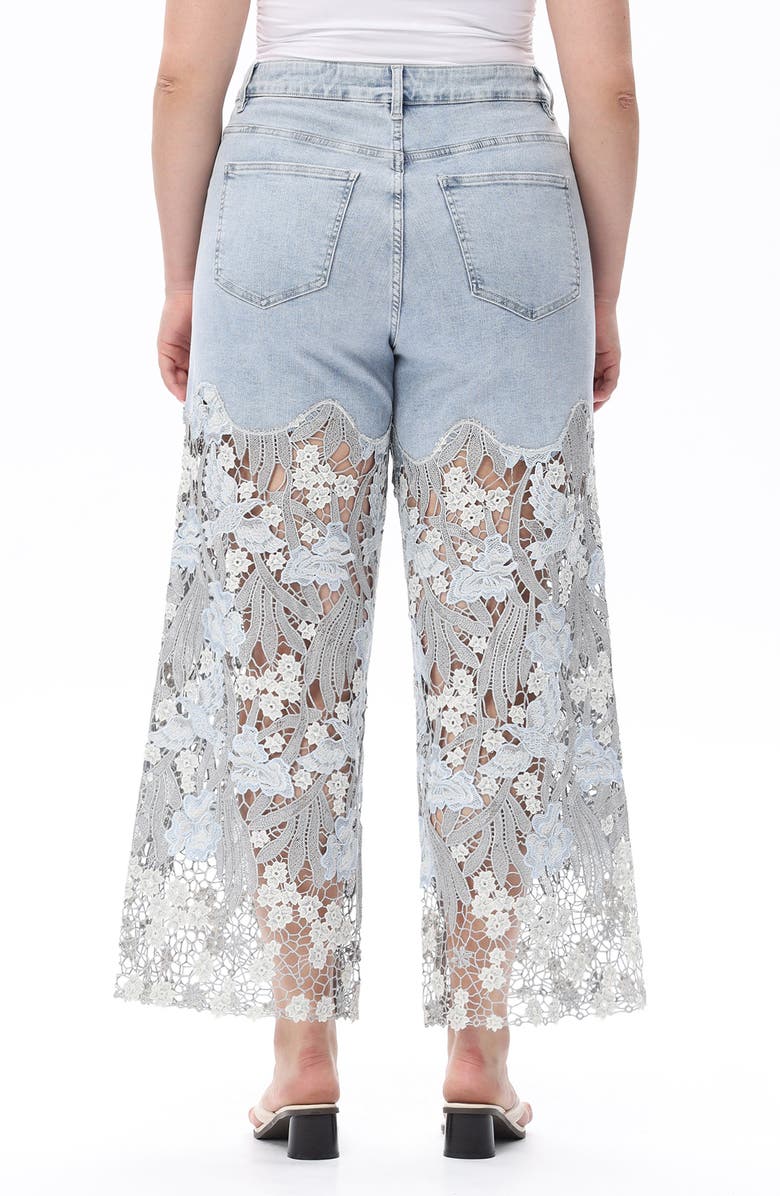 Bayeas Crystal Embellished Lace Wide Leg Jeans, Alternate, color, Lesley Blue