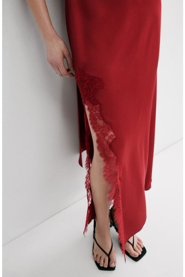 One-Shoulder Scarf Cocktail Dress, Alternate, color, RED