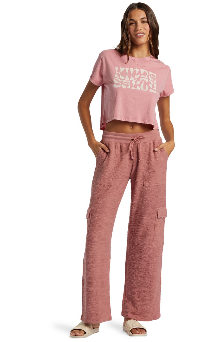 Roxy Off the Hook Cotton Blend Terry Cargo Pants, Alternate, color, Ash Rose