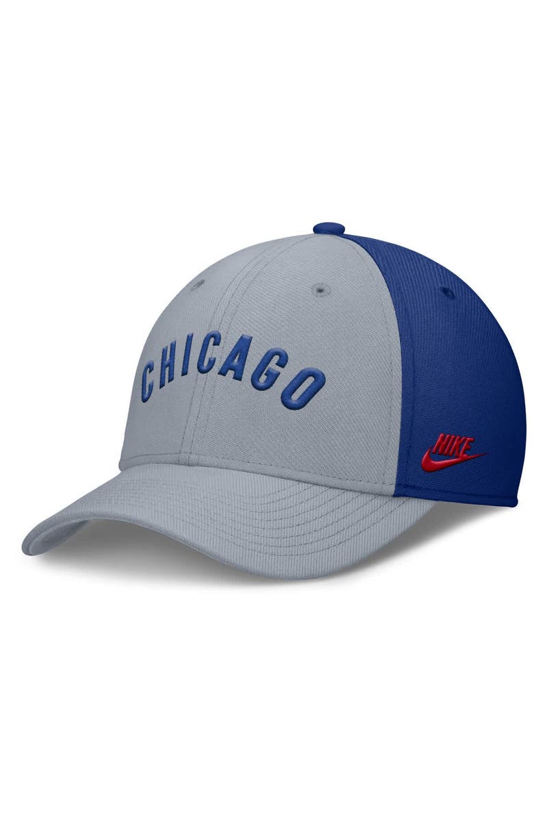 Nike Men's Nike Gray/Royal Chicago Cubs Rise Swoosh Performance Flex Hat, Main, color, Gray