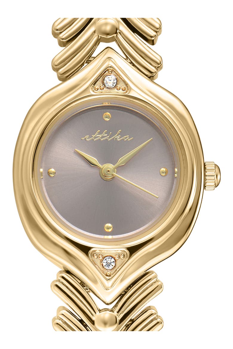 Round Case Chevron Strap Watch, Alternate, color, BLUSH