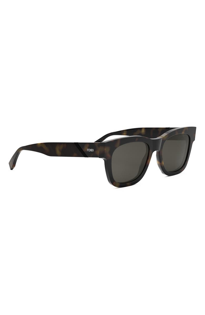 Fendi 'Fendi Diagonal 51mm Square Sunglasses, Alternate, color, Dark Havana / Smoke
