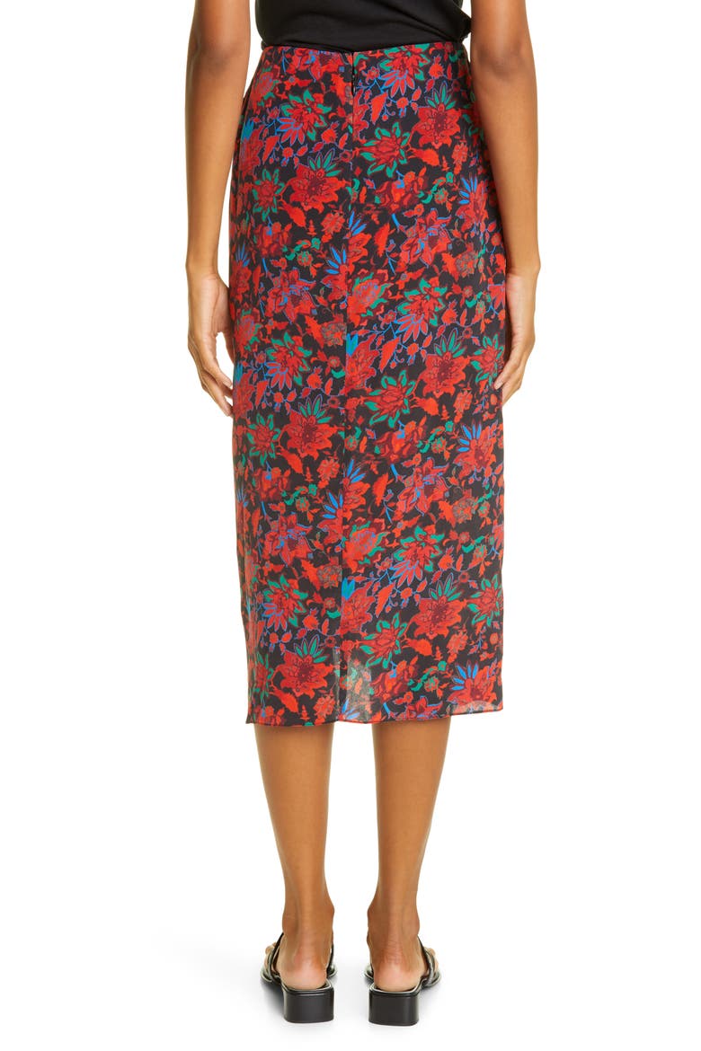 Amber Silk Midi Skirt, Alternate, color, REDMULT