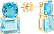 EFFY 14K Yellow Gold Blue Topaz & Sky Blue Topaz Stud Earrings