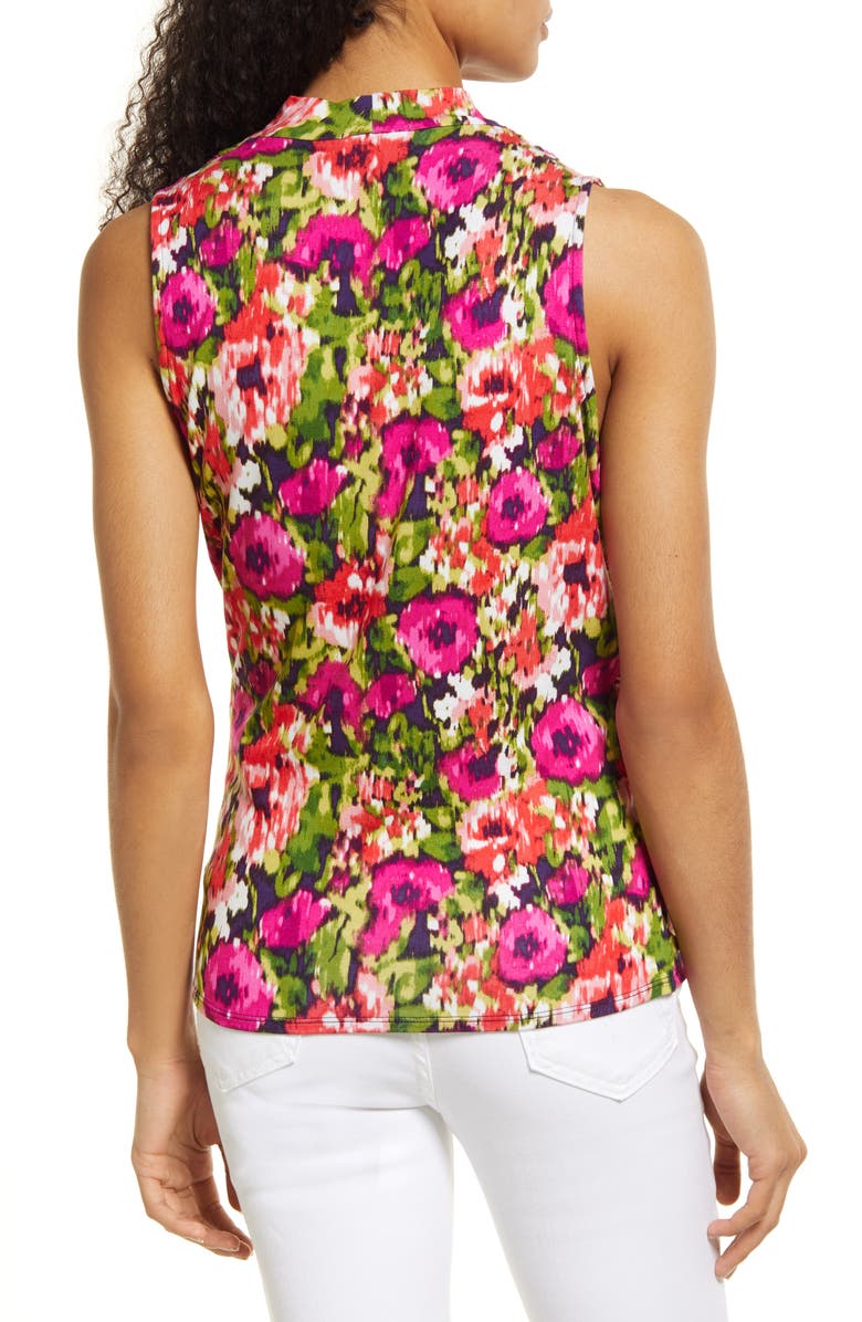 Loveappella Floral Sleeveless Faux Wrap Top, Alternate, color,