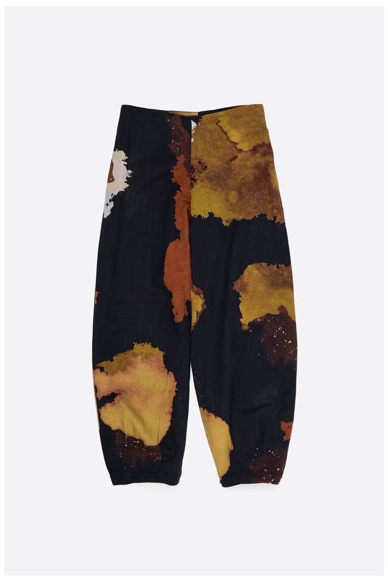 Baggy Linen-Blend Trousers, Alternate, color, BLOT XL BLACK
