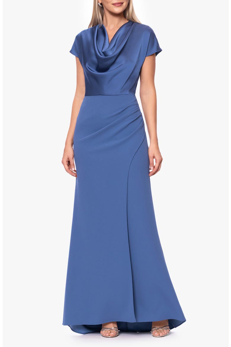 Cowl Neck Satin Dress, Main, color, SLATE