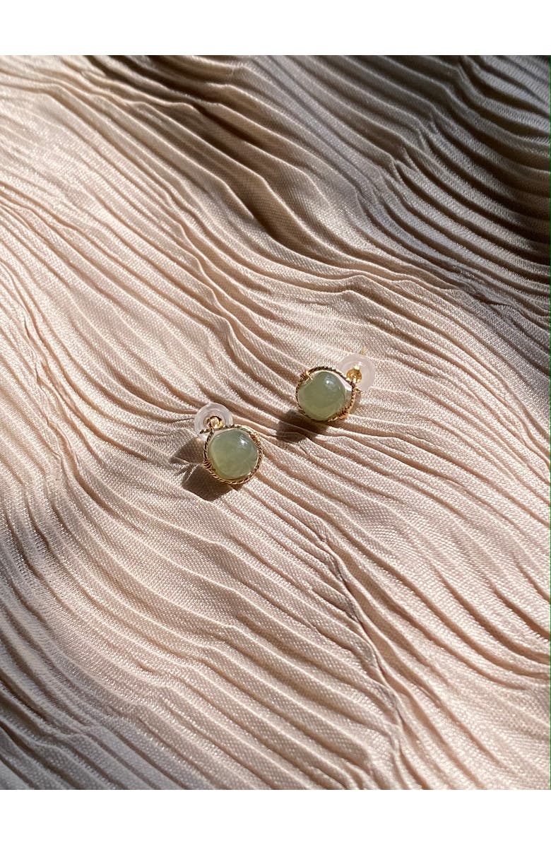 seree Sydney Green jade bead stud earrings, Alternate, color, Light Green
