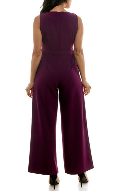 Nina Leonard Square Neck Sleeveless Tulip Hem Jumpsuit In Raisin