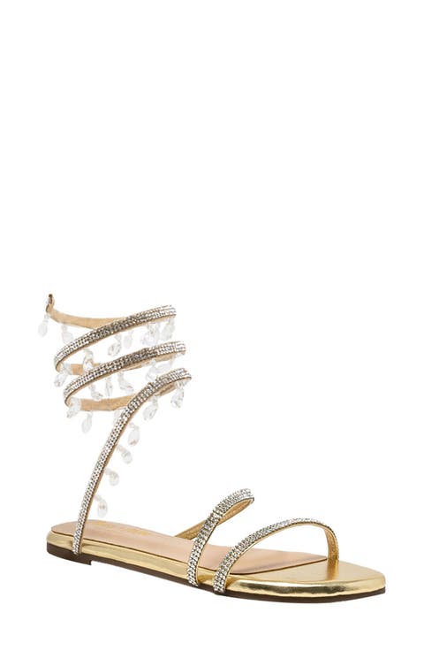 Irma Rhinestone Coil Ankle Wrap Sandal (Women)