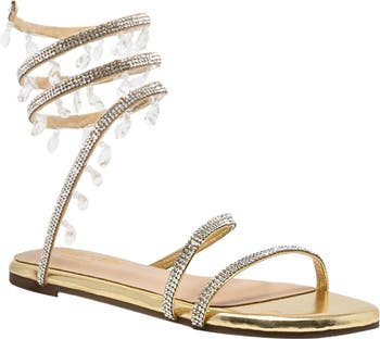 Irma Rhinestone Coil Ankle Wrap Sandal