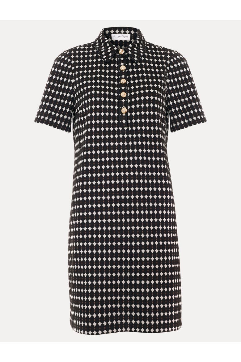 Vivienne Button-Placket Shirt Dress, Alternate, color, Black/Ivory