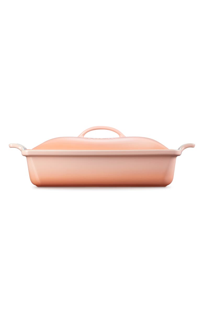 Le Creuset 4-Quart Rectangular Stoneware Casserole with Lid, Alternate, color, Peche