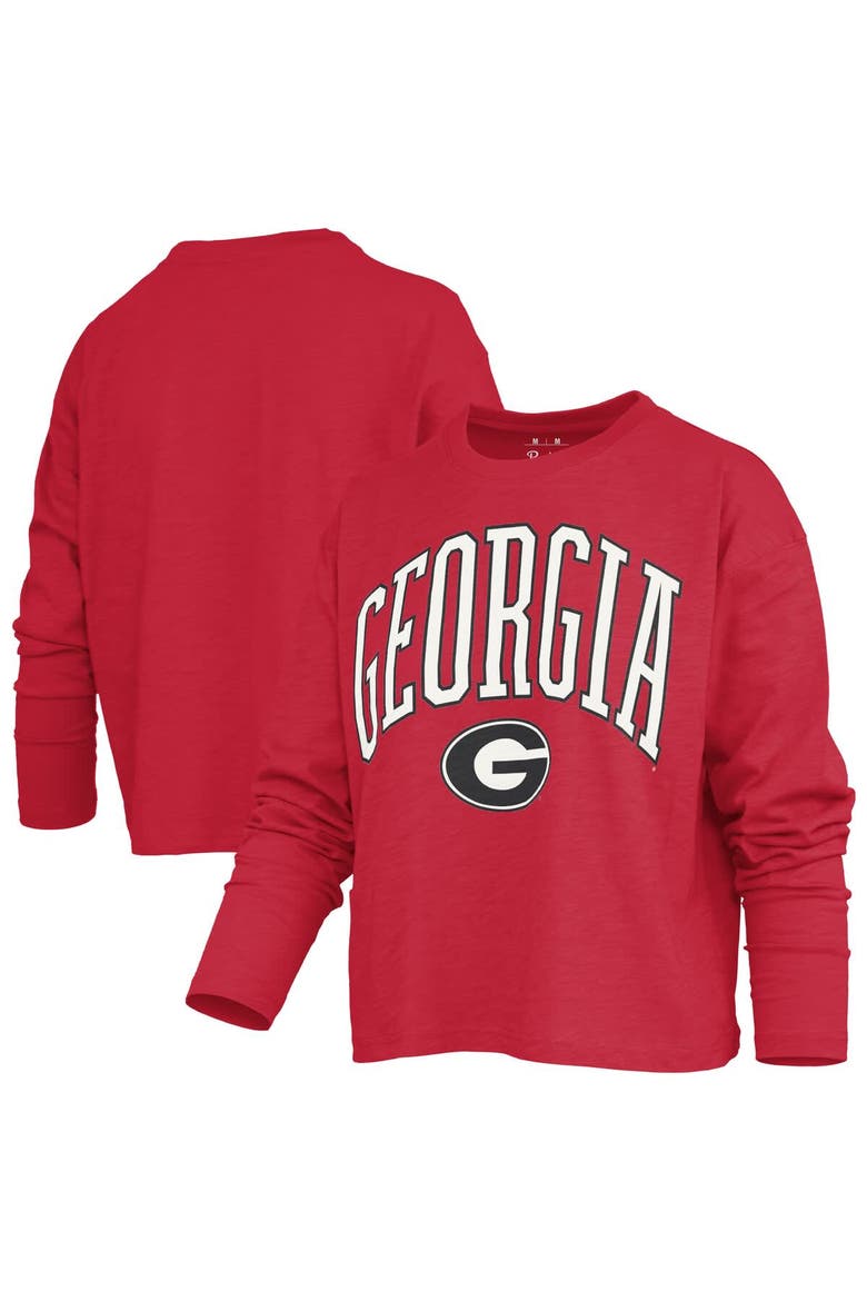 Women's Pressbox Red Georgia Bulldogs Motley Boxy Waist-Length Long Sleeve T-Shirt, Main, color, Red