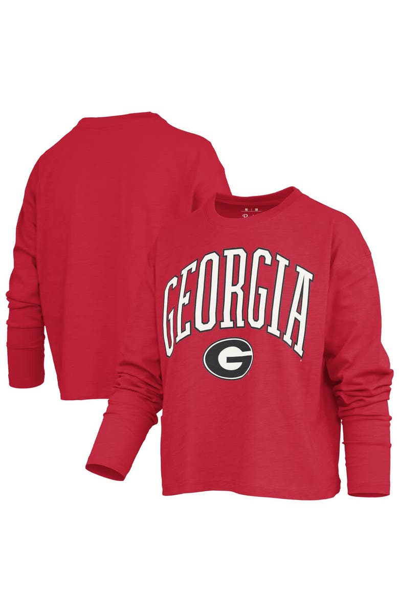 PRESSBOX Women
s Pressbox Red Georgia Bulldogs Motley Boxy Waist-Length Long Sleeve T-Shirt, Main, color, Red