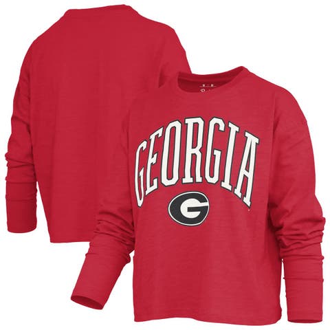 Women
s Pressbox Red Georgia Bulldogs Motley Boxy Waist-Length Long Sleeve T-Shirt