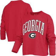 PRESSBOX Women's Pressbox Red Georgia Bulldogs Motley Boxy Waist-Length Long Sleeve T-Shirt