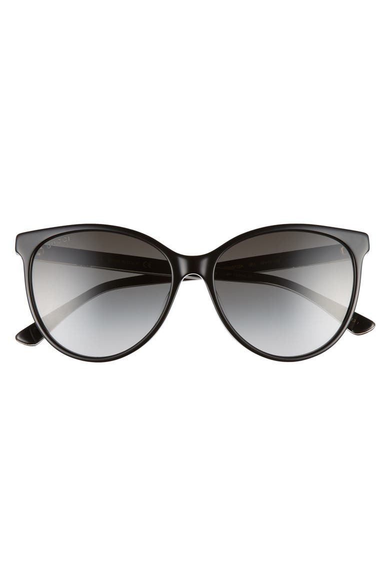 57mm Cat Eye Sunglasses, Alternate, color, BLACK/ CRYSTAL/ GREY GRADIENT