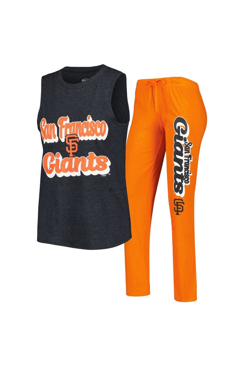 Women's Concepts Sport Orange/Black San Francisco Giants Wordmark Meter Muscle Tank Top & Pants Sleep Set, Main, color, Orange