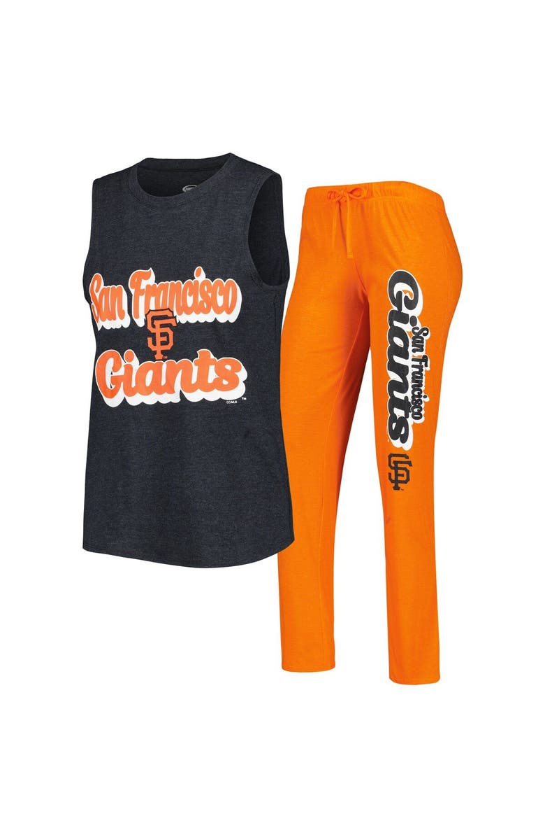 CONCEPTS SPORT Women's Concepts Sport Orange/Black San Francisco Giants Wordmark Meter Muscle Tank Top & Pants Sleep Set, Main, color, Orange