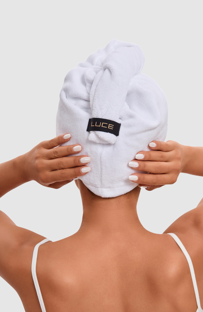 LUCE BEAUTY Adjustable Hair Towel Wrap - Eco-Friendly and Ultra-Absorbent, Alternate, color, White