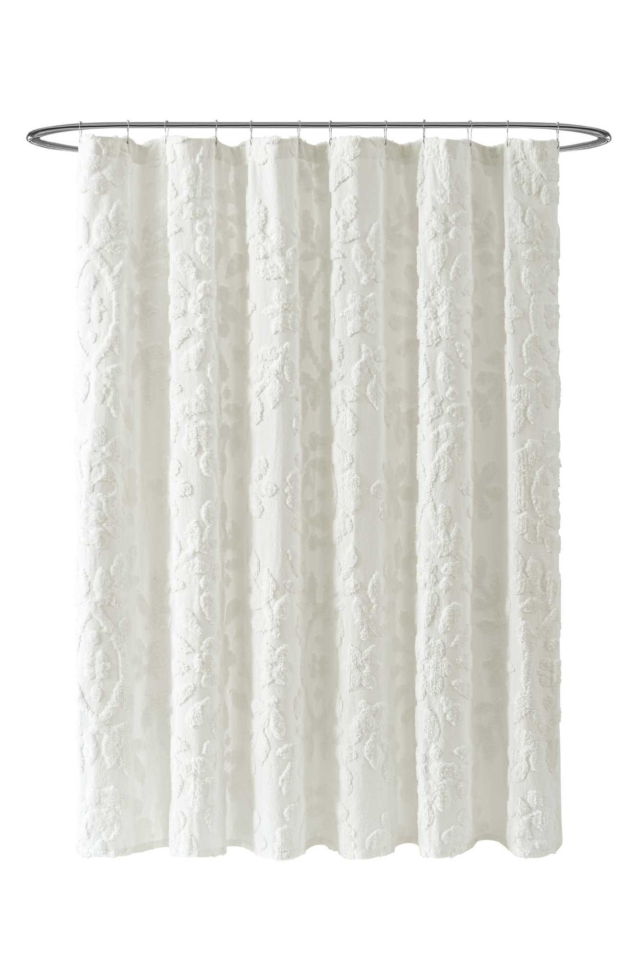 Peri Home Chenille Laurel Shower Curtain - White