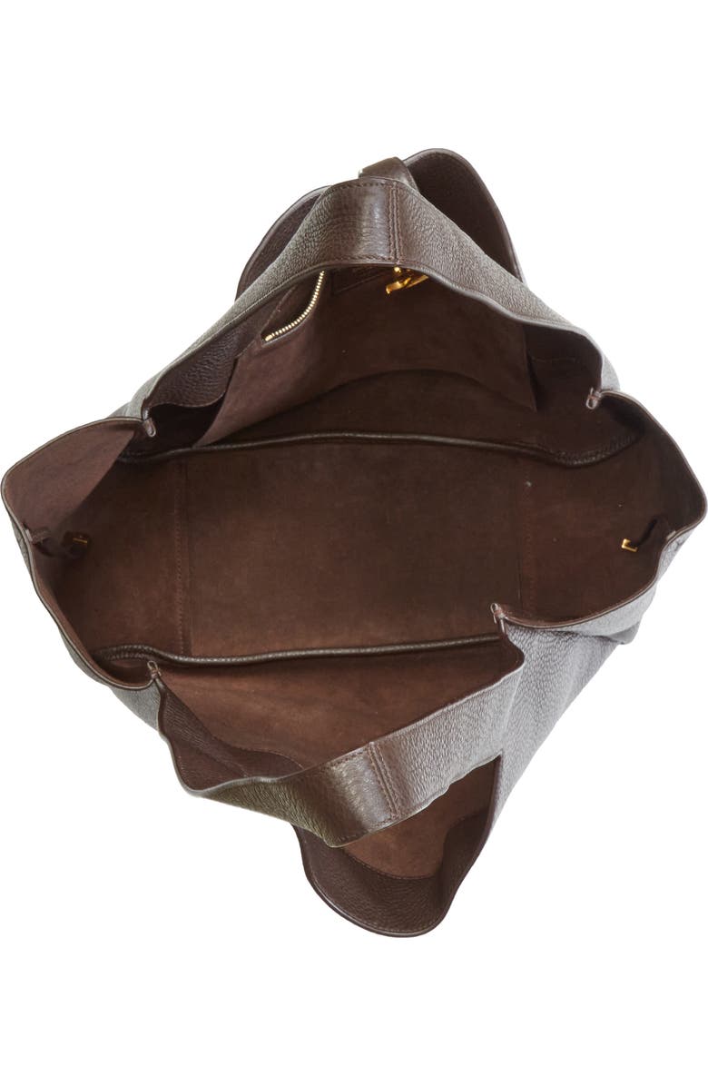 Saint Laurent Le 5 À 7 Bea Leather Tote, Alternate, color, Marron Fonce