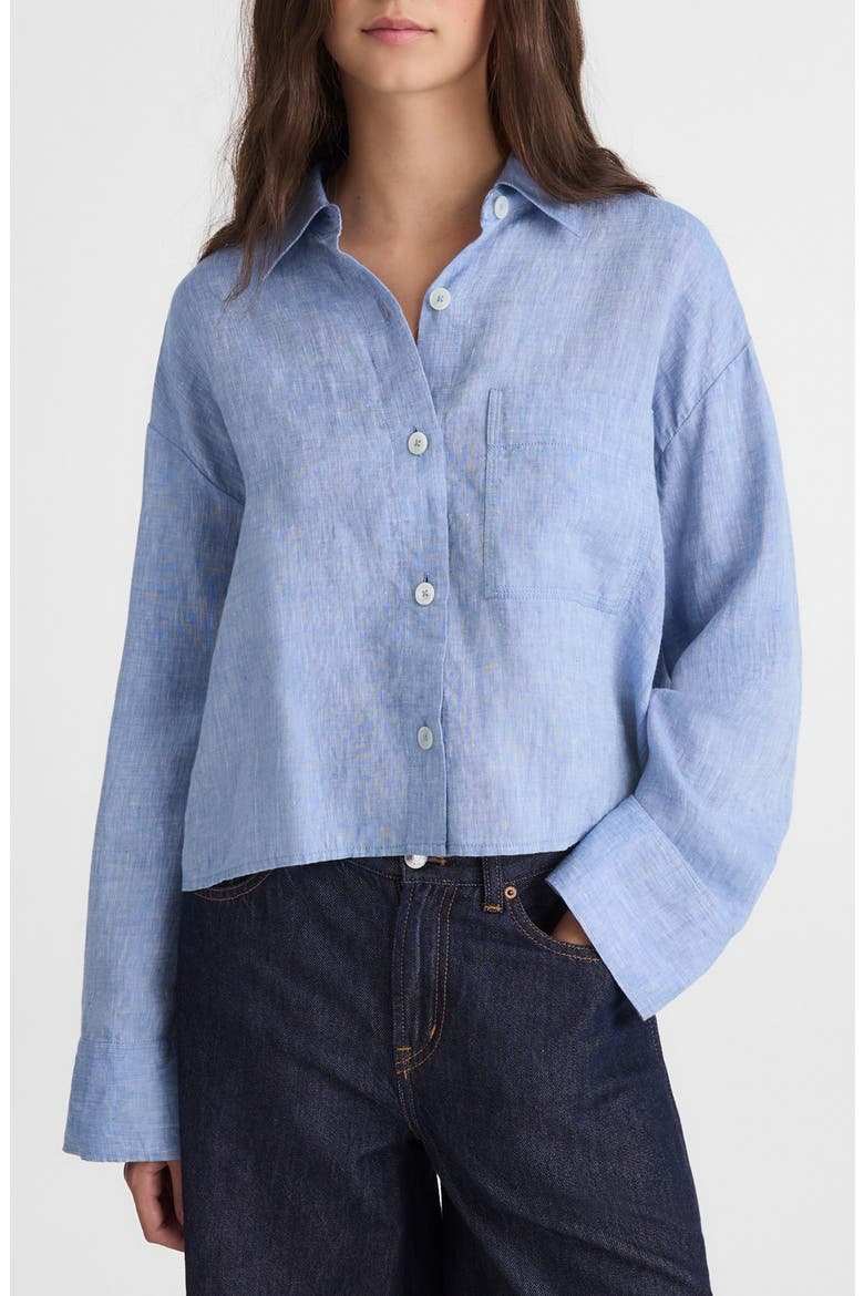 Alice Curved Yoke Shirt, Main, color, SUNFADED BLUE