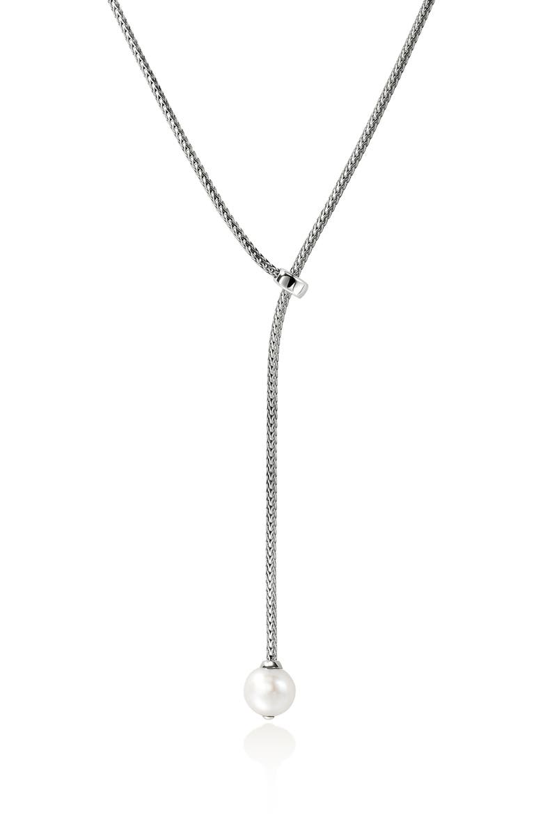 JH Essentials Pearl Lariat Necklace, 1.8mm, Main, color, SILVER