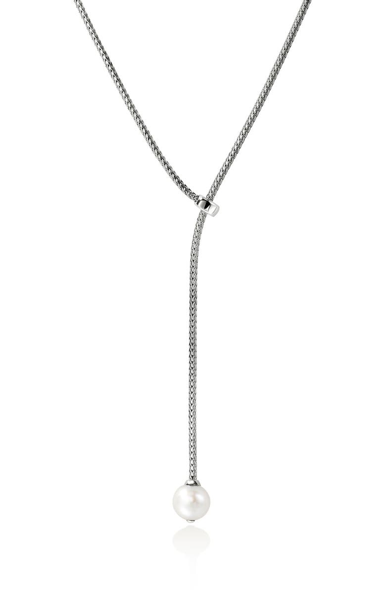 John Hardy JH Essentials Pearl Lariat Necklace, 1.8mm, Main, color, Silver