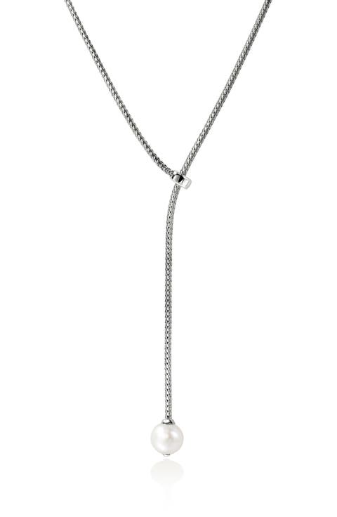 JH Essentials Pearl Lariat Necklace, 1.8mm