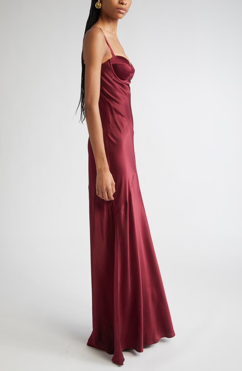 L'AGENCE Sayla Underwire Bias Cut Silk Mermaid Gown, Alternate, color, Dark Port