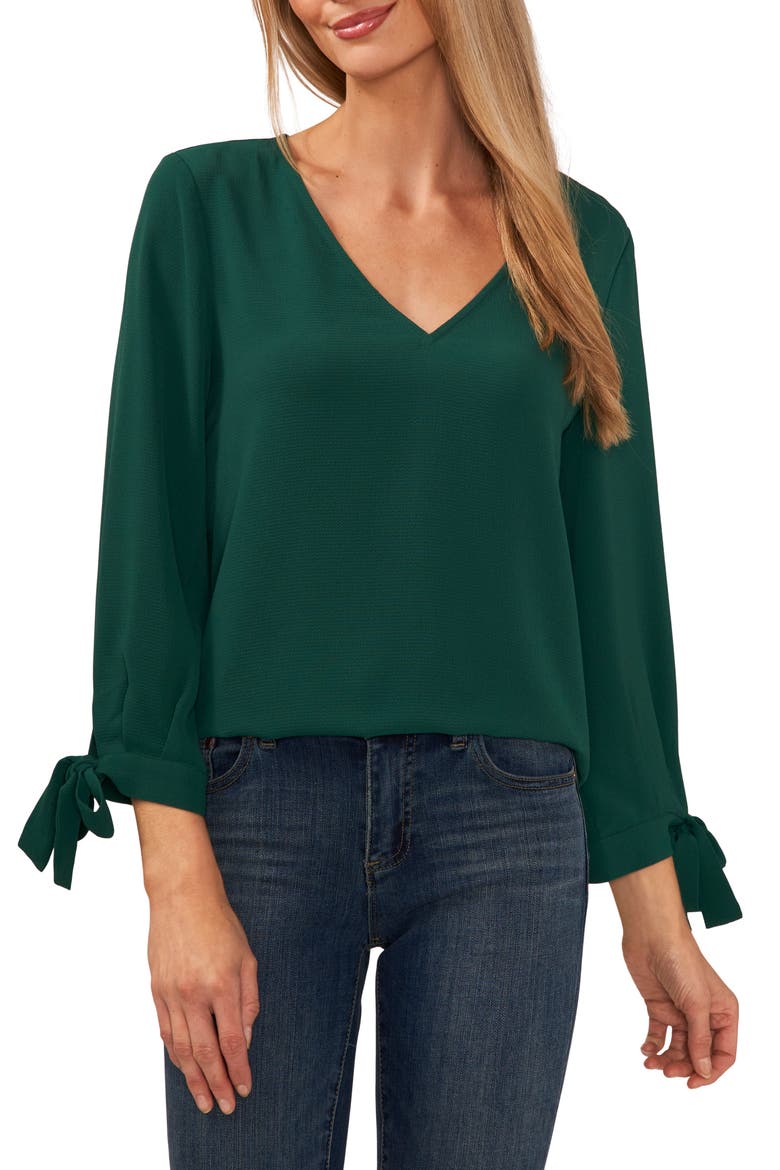 Tie Sleeve Top, Main, color, ALPINE GREEN
