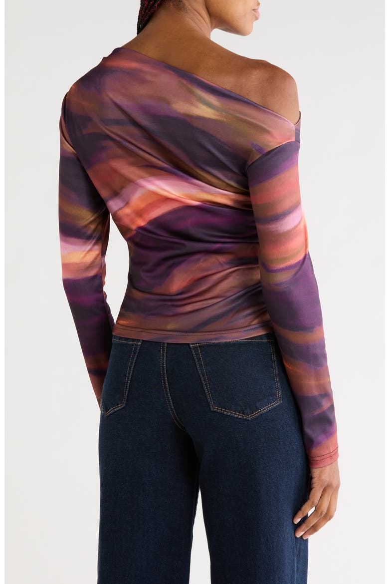 Draped Jersey Top, Alternate, color, ABSTRACT STRIPE