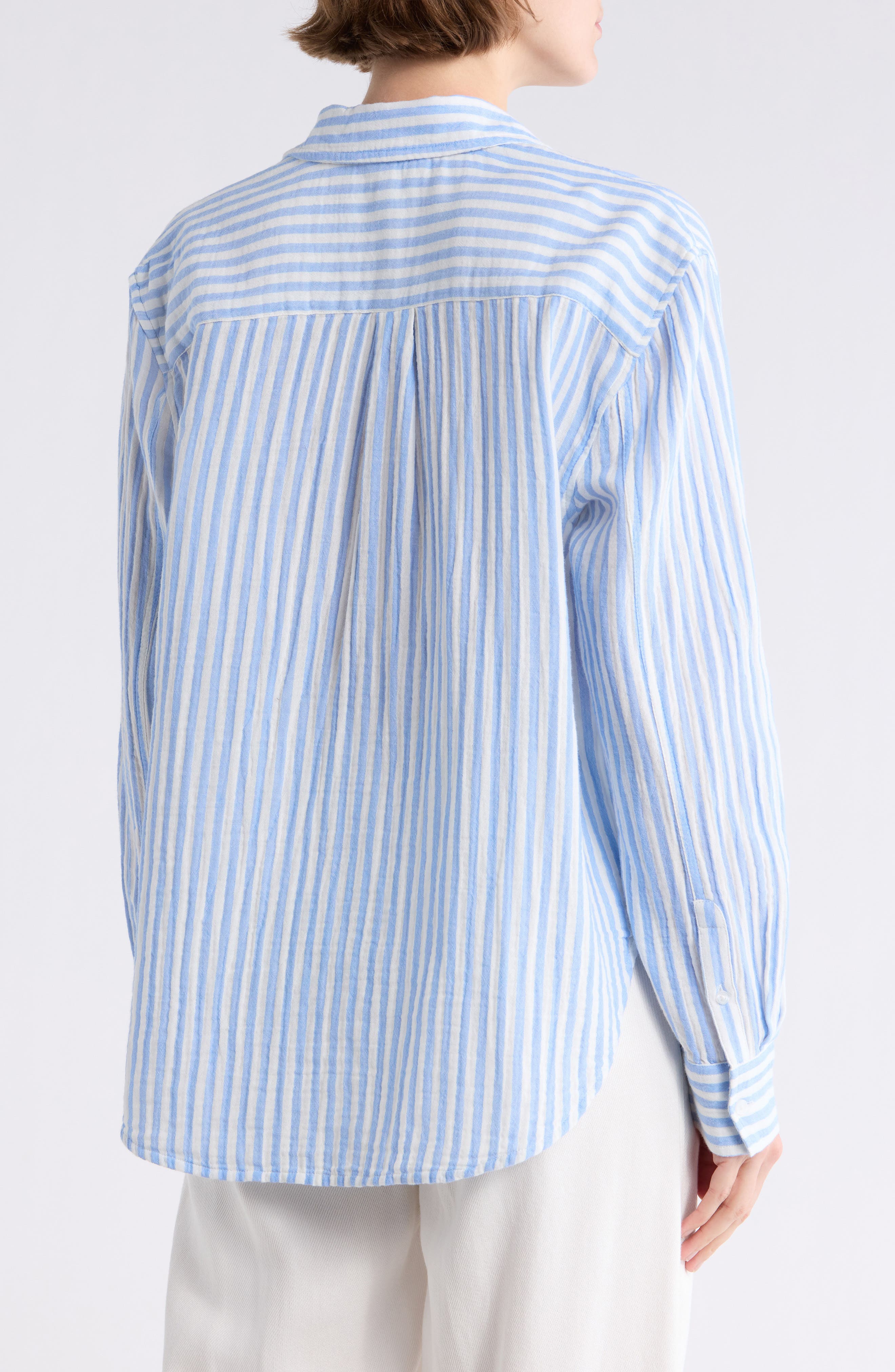 Relaxed Fit Stripe Long Sleeve Button-Up Shirt - image 2