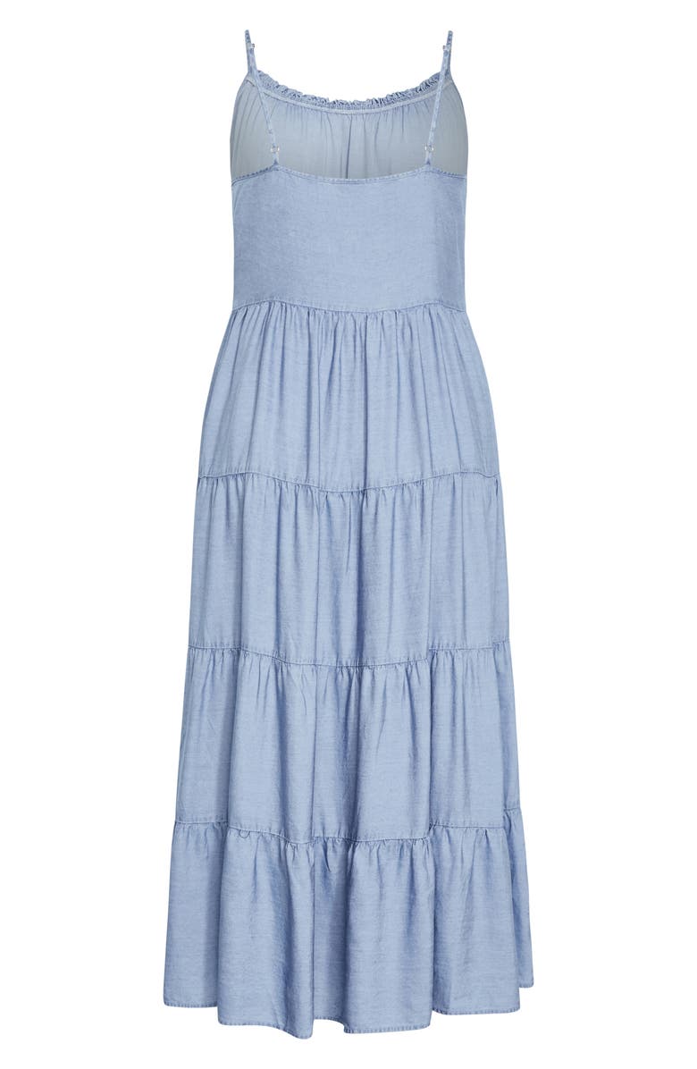 City Chic Island Tiered Maxi Dress, Alternate, color, Light Wash