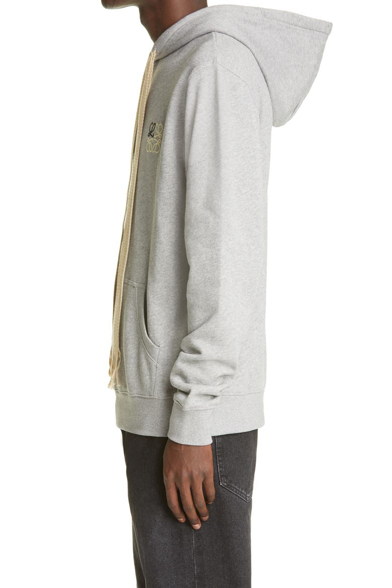 Anagram Logo Embroidered Hoodie, Alternate, color, GREY MELANGE