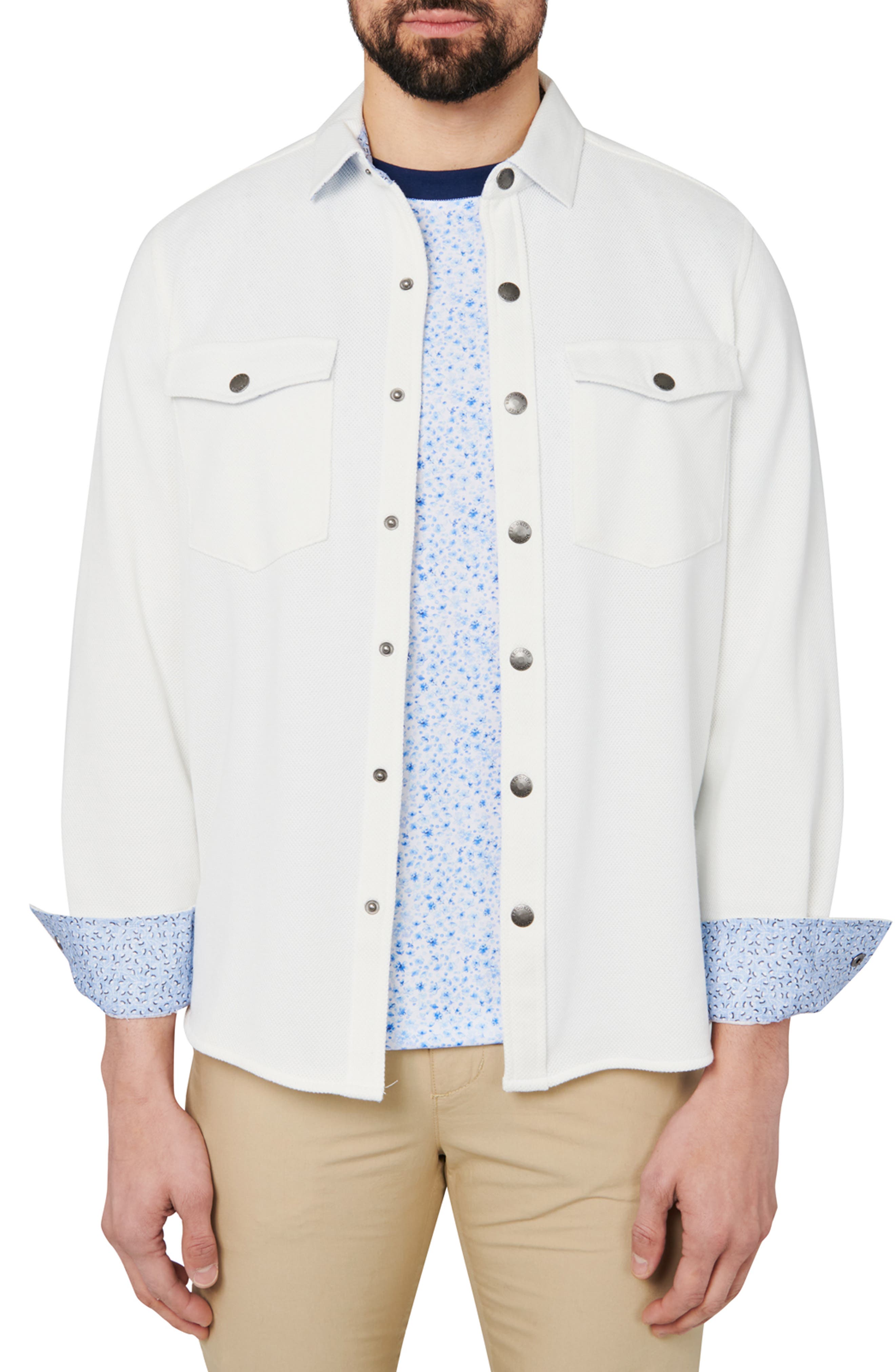 Solid Waffle Knit Shirt Jacket - image 2