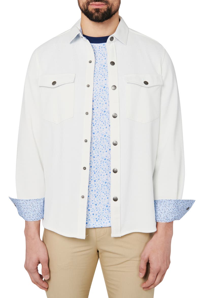 Solid Waffle Knit Shirt Jacket, Alternate, color, WHITE