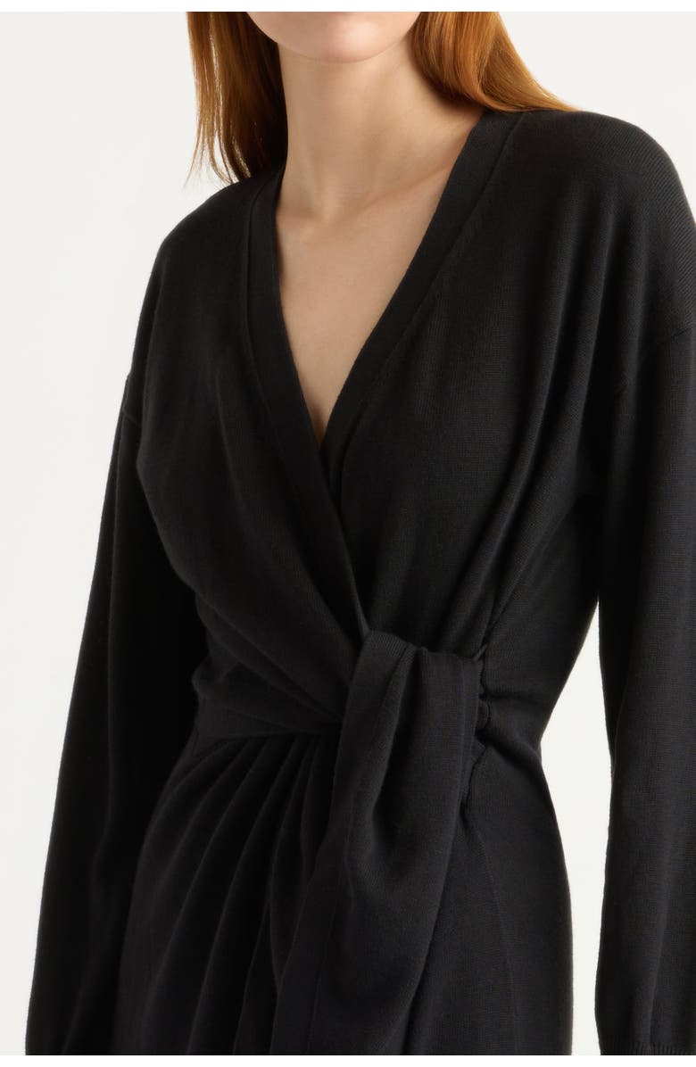 Modern Citizen Linden Front-Wrap Sweater Dress, Alternate, color, Black