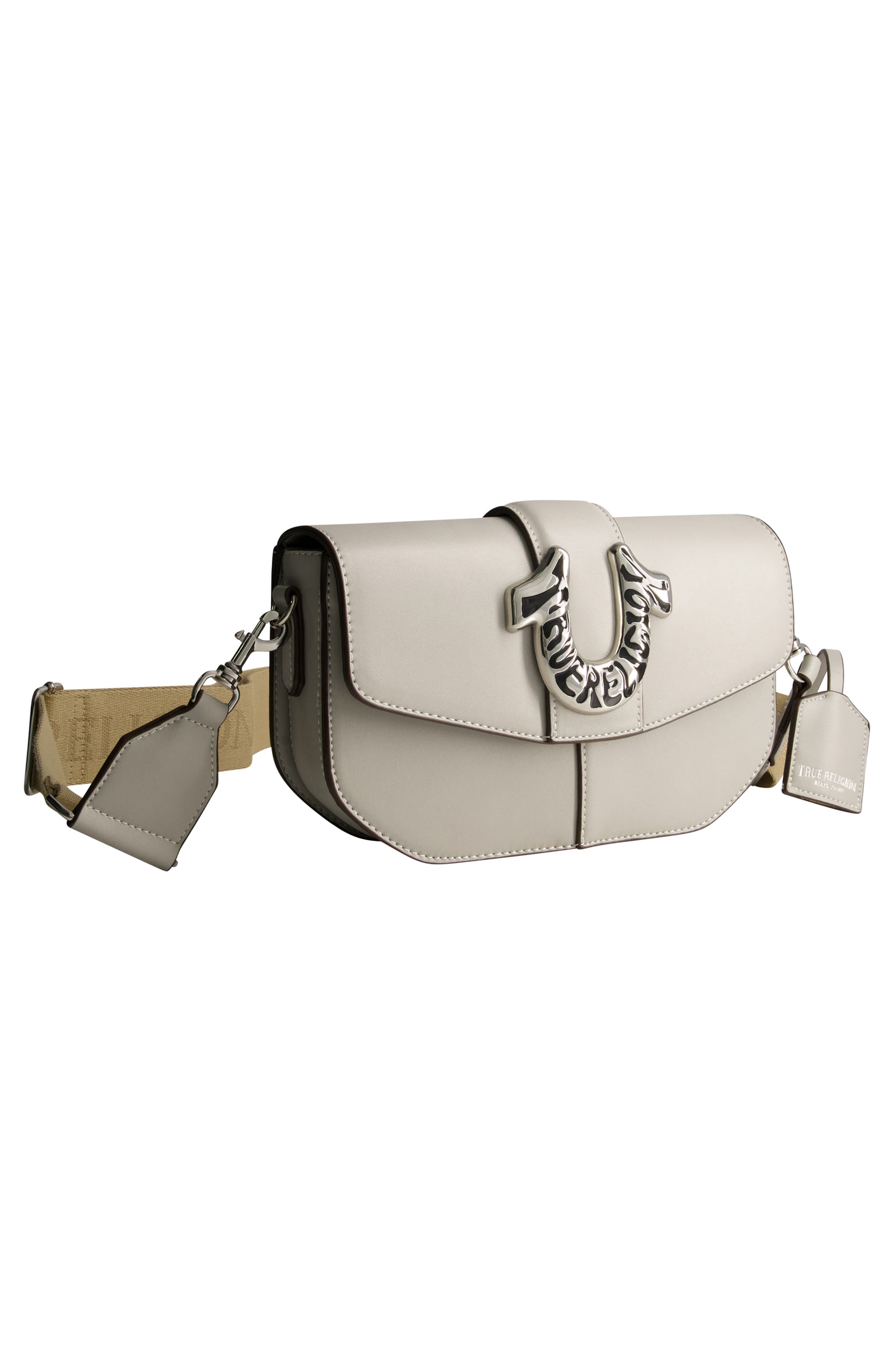 Shoulder Bag with Signature Logo Accent, Alternate, color, LIGHT GREY