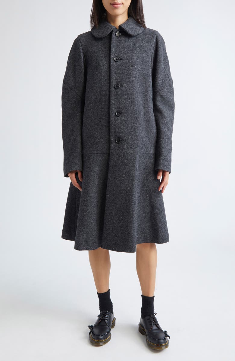 Comme des Garçons Comme des Garçons Long Sleeve Wool Tweed Coat Dress, Main, color, Charcoal