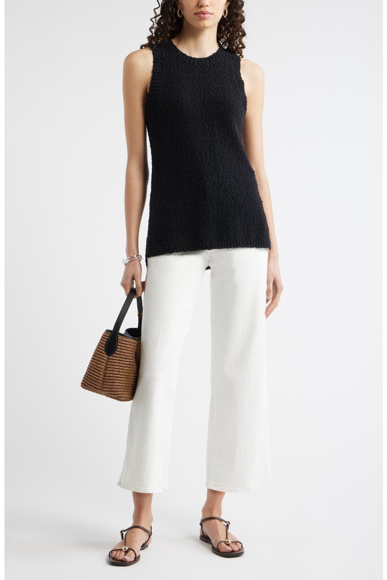 Textured Cotton Sweater Tank, Alternate, color, BLACK