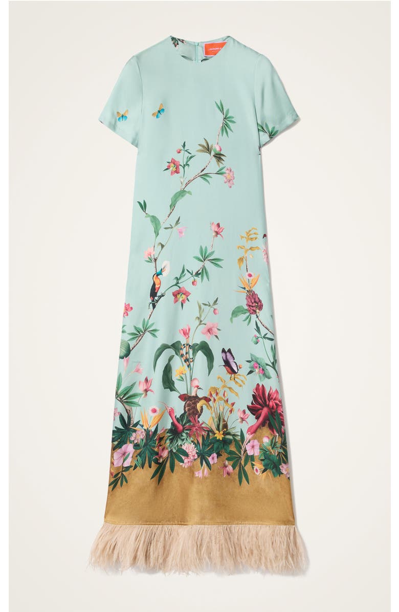 La DoubleJ Swing Dress With Feathers, Alternate, color, Zooflora Panel Light Blue