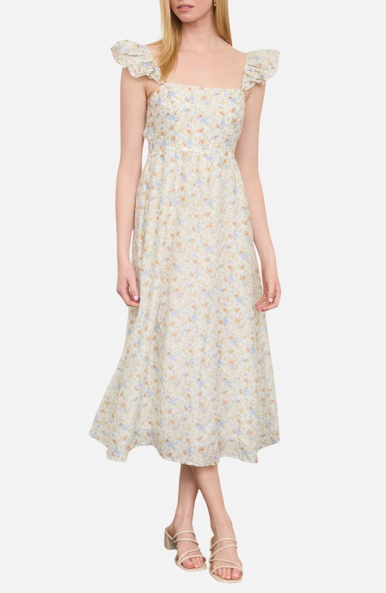 Blu Pepper Floral Print Midi Dress
