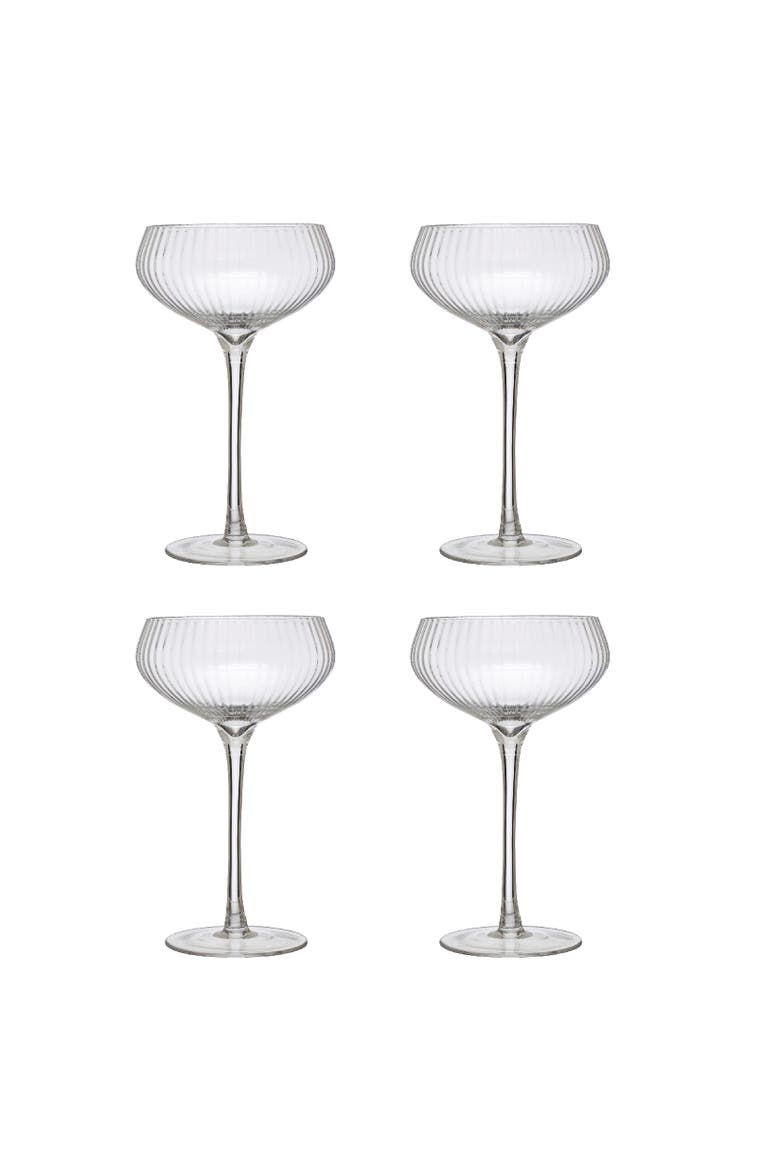 Stemmed Champagne Coupe Glass, Set of 4, Clear, Main, color, Clear