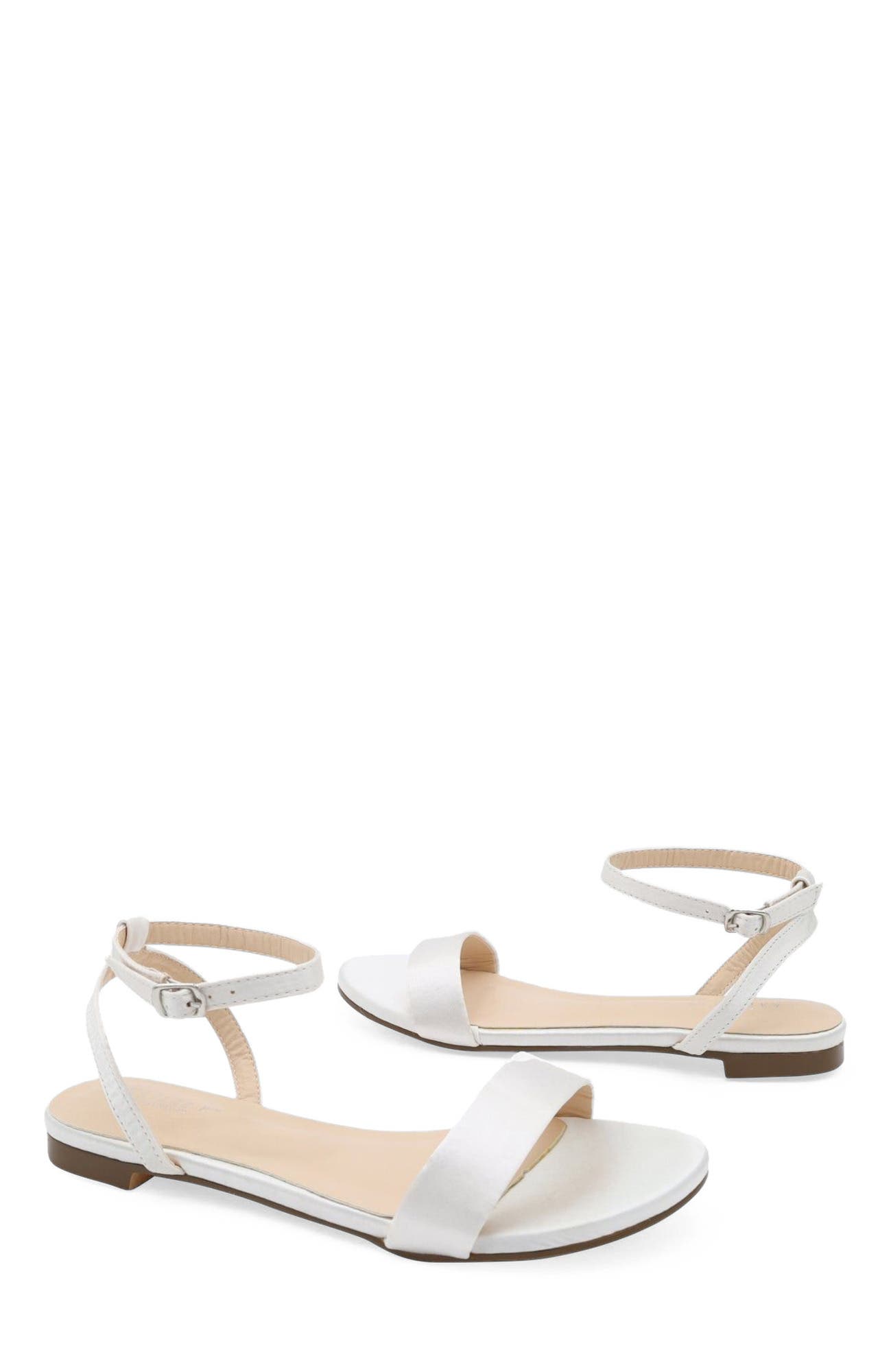 Maddy Satin Flat Sandal, Alternate, color, White