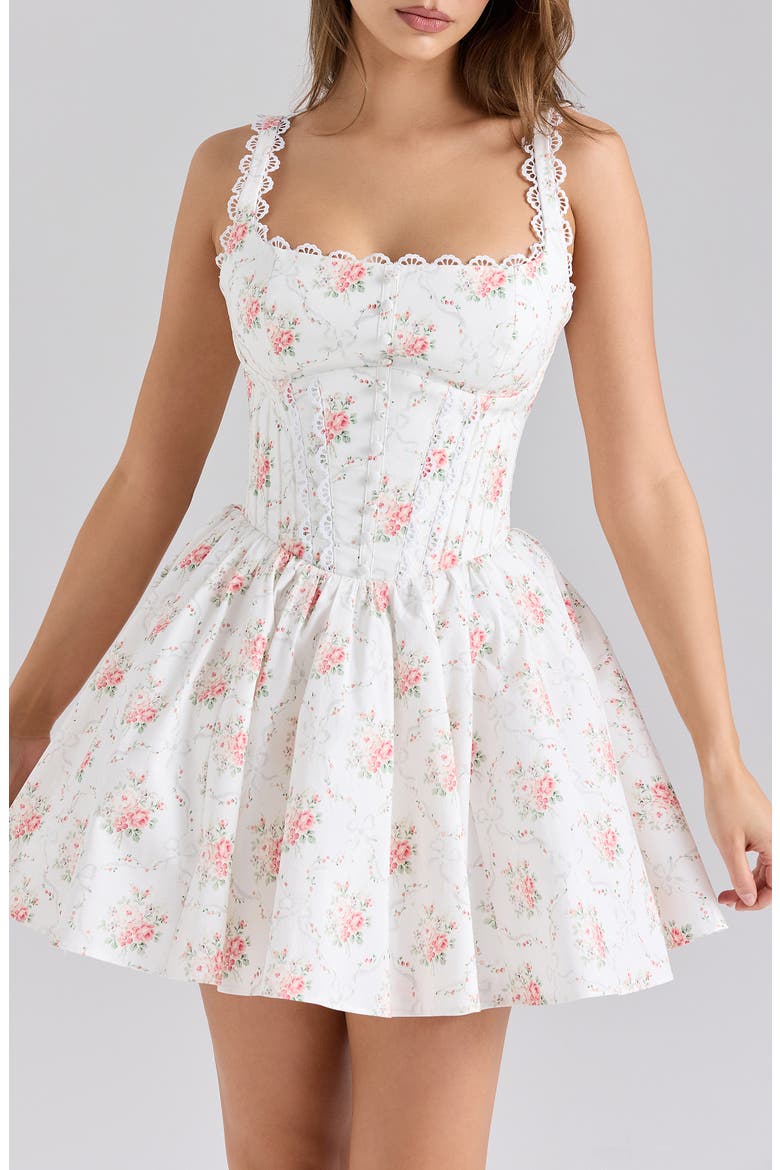 Sade Floral Print Minidress, Alternate, color, CREAM ROSE